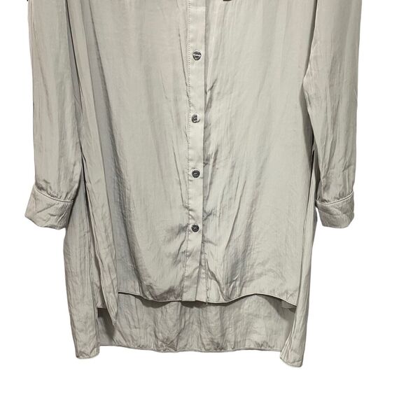 Lola & Sophie Women's Sz M Long Sleeve Button Up Shirt Top Blouse Hi Low Tunic - Picture 3 of 6